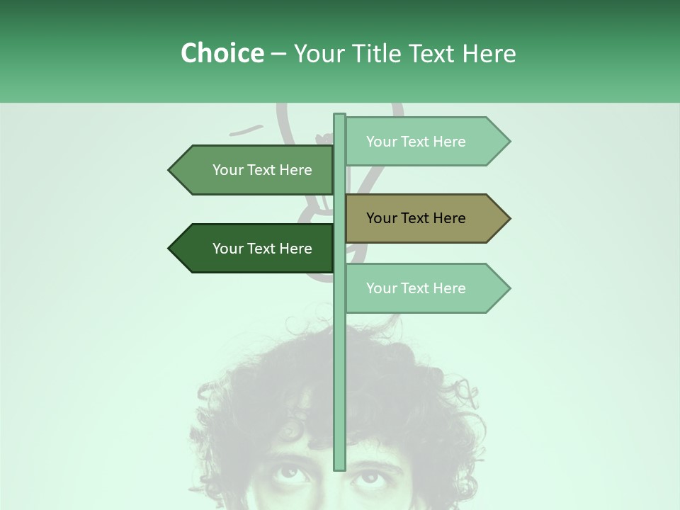 A Man With Curly Hair Has A Light Bulb Above His Head PowerPoint Template