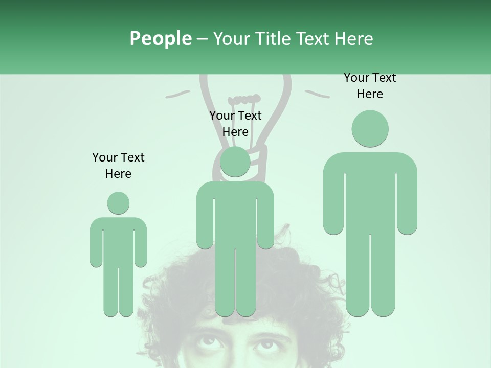 A Man With Curly Hair Has A Light Bulb Above His Head PowerPoint Template