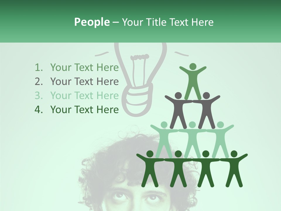 A Man With Curly Hair Has A Light Bulb Above His Head PowerPoint Template
