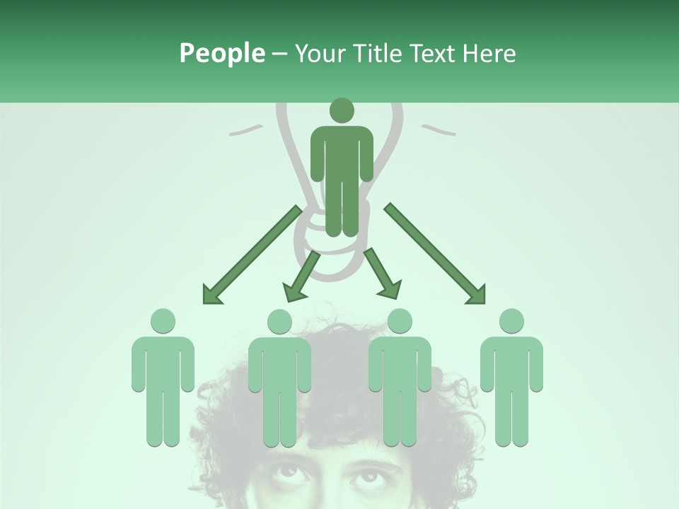 A Man With Curly Hair Has A Light Bulb Above His Head PowerPoint Template