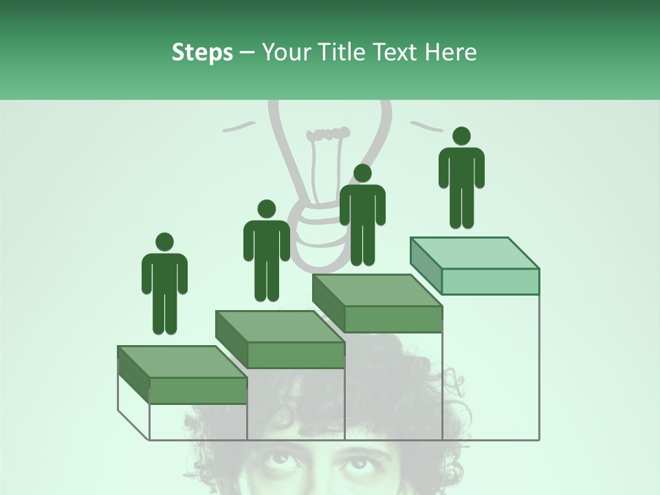 A Man With Curly Hair Has A Light Bulb Above His Head PowerPoint Template