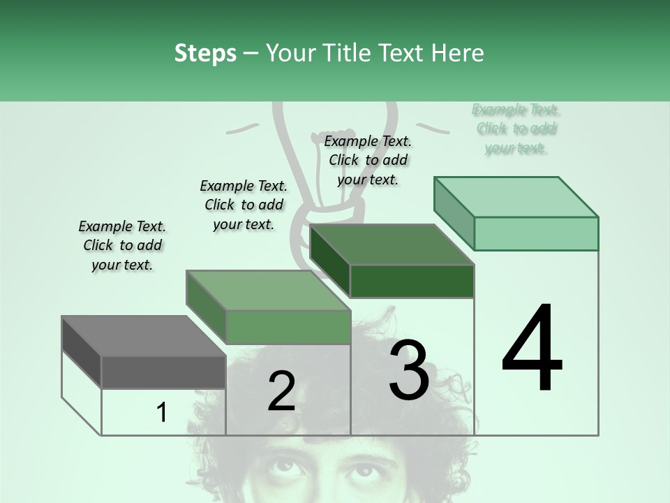 A Man With Curly Hair Has A Light Bulb Above His Head PowerPoint Template