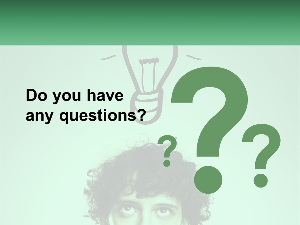 A Man With Curly Hair Has A Light Bulb Above His Head PowerPoint Template