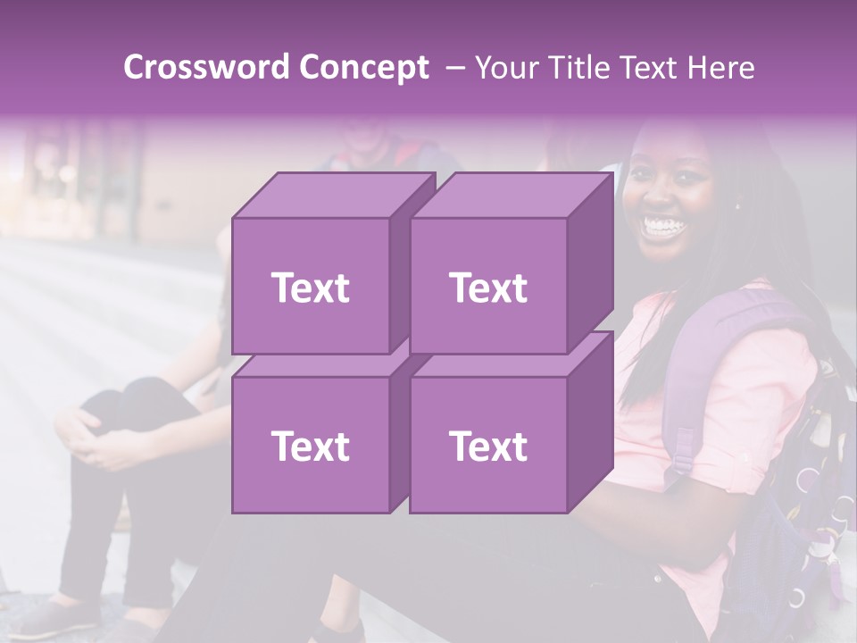 A Group Of Young People Sitting On A Bench PowerPoint Template