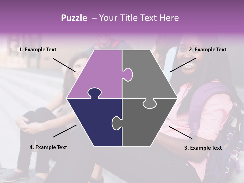 A Group Of Young People Sitting On A Bench PowerPoint Template