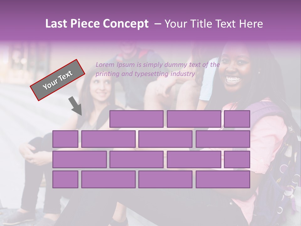 A Group Of Young People Sitting On A Bench PowerPoint Template