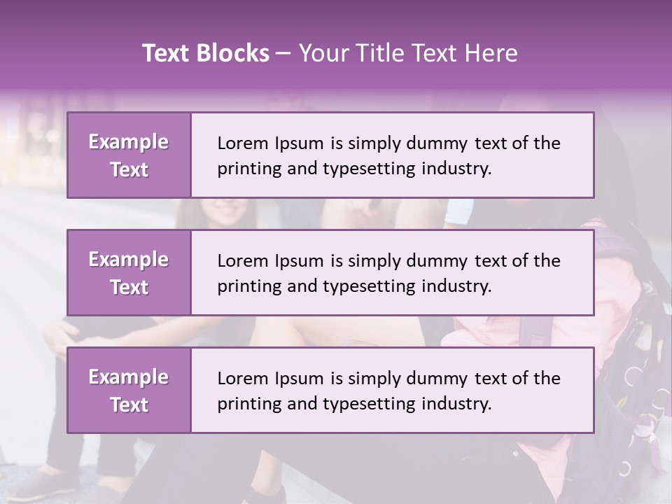 A Group Of Young People Sitting On A Bench PowerPoint Template