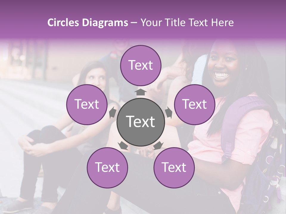 A Group Of Young People Sitting On A Bench PowerPoint Template