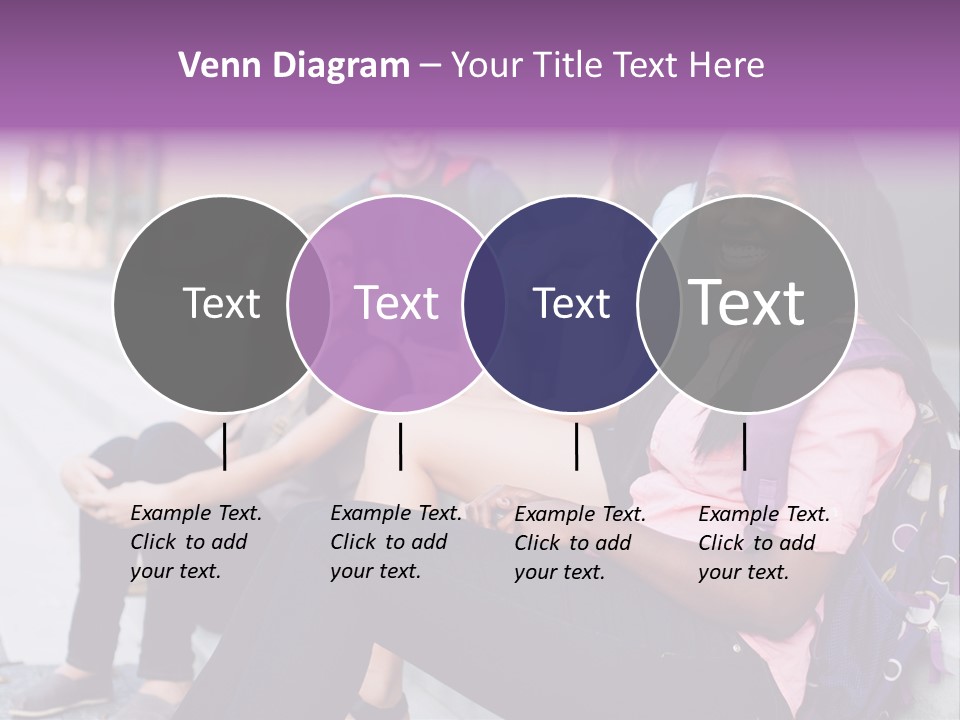 A Group Of Young People Sitting On A Bench PowerPoint Template