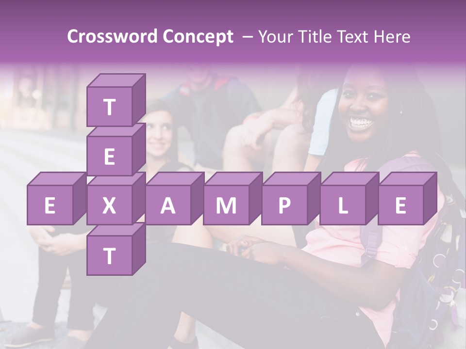 A Group Of Young People Sitting On A Bench PowerPoint Template