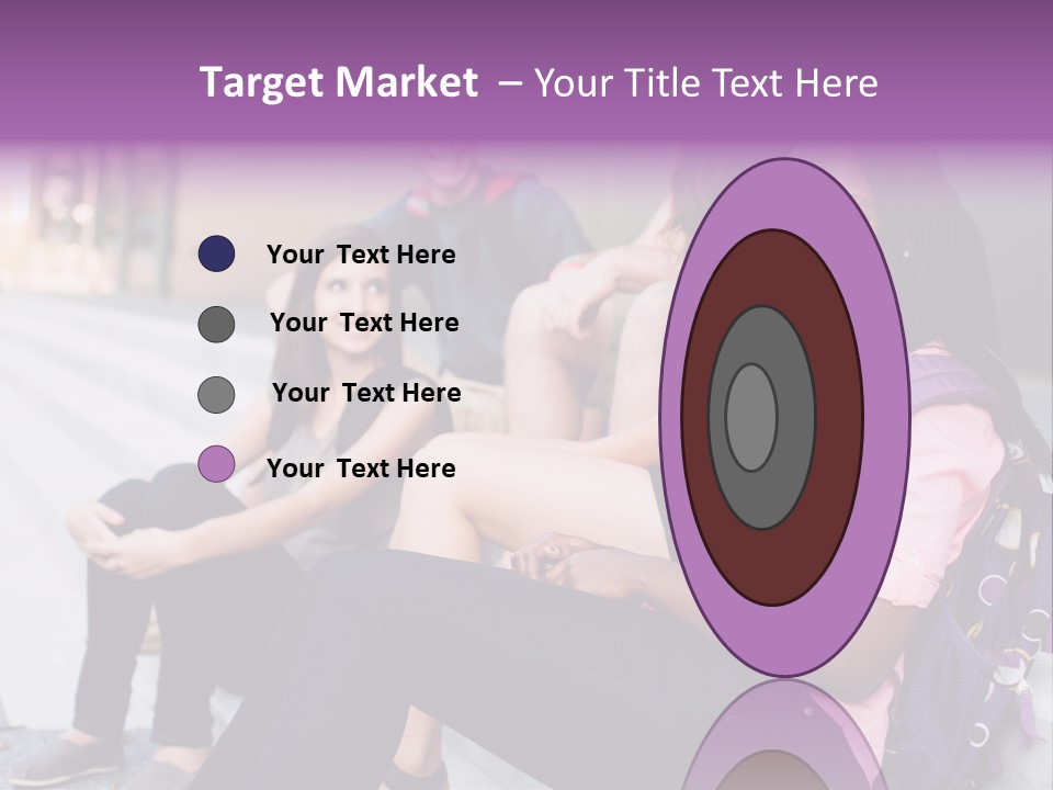 A Group Of Young People Sitting On A Bench PowerPoint Template