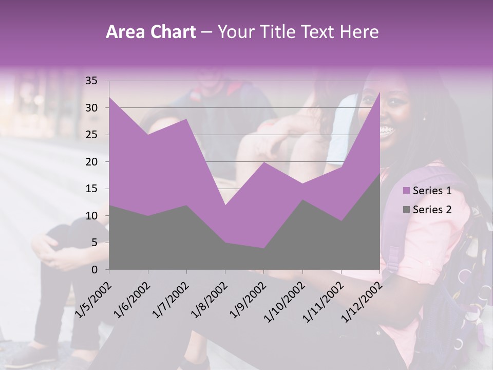 A Group Of Young People Sitting On A Bench PowerPoint Template