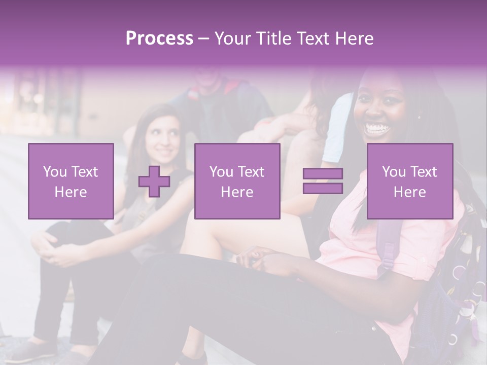 A Group Of Young People Sitting On A Bench PowerPoint Template