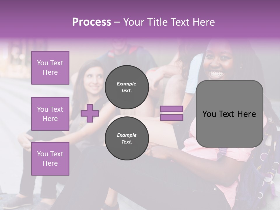 A Group Of Young People Sitting On A Bench PowerPoint Template
