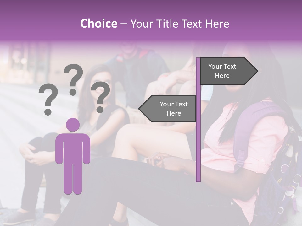 A Group Of Young People Sitting On A Bench PowerPoint Template