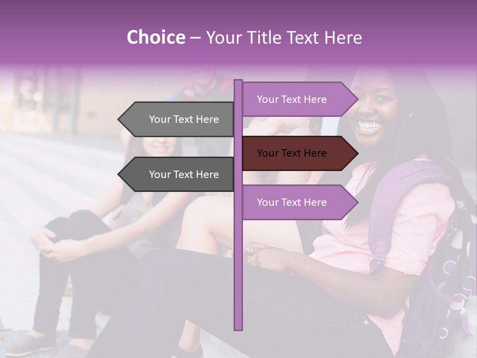 A Group Of Young People Sitting On A Bench PowerPoint Template