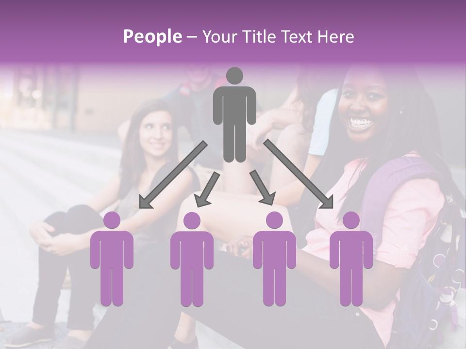 A Group Of Young People Sitting On A Bench PowerPoint Template