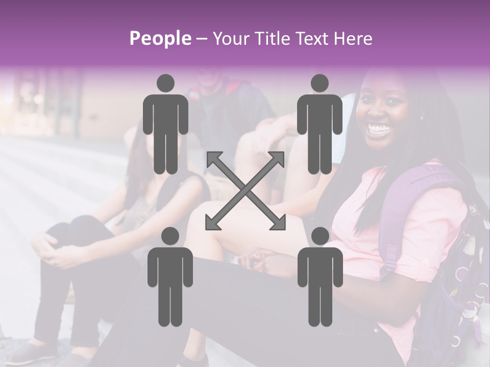 A Group Of Young People Sitting On A Bench PowerPoint Template
