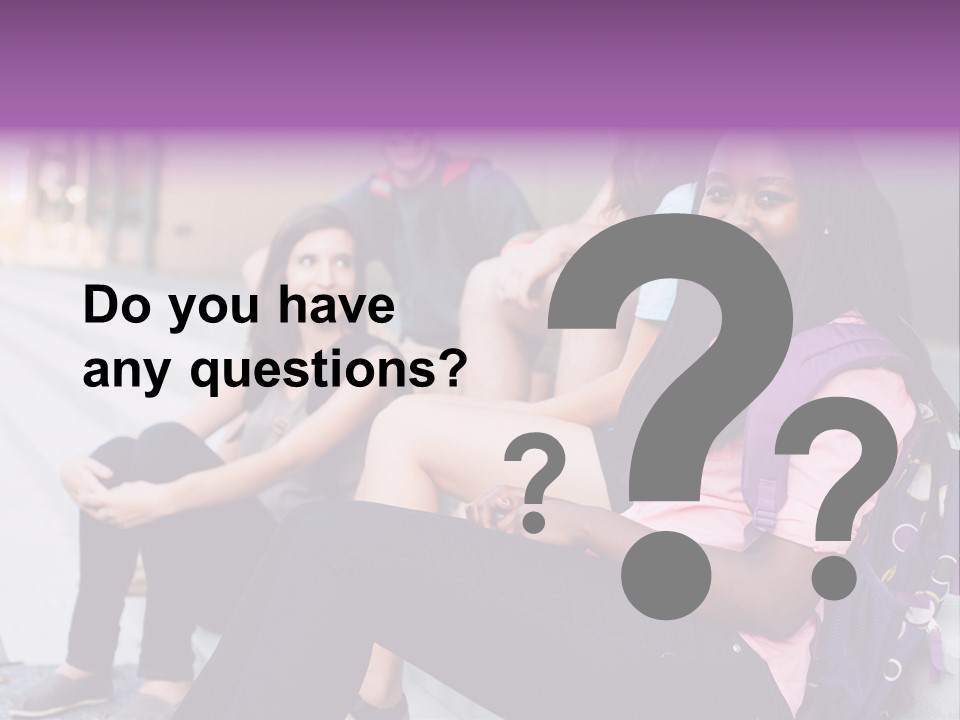 A Group Of Young People Sitting On A Bench PowerPoint Template