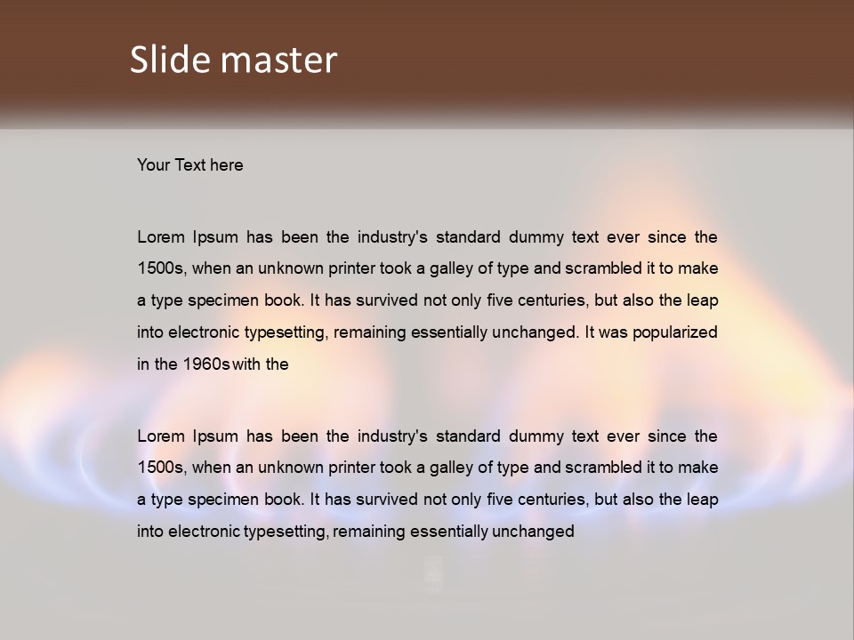 A Blue And Yellow Flame On A Black Surface PowerPoint Template