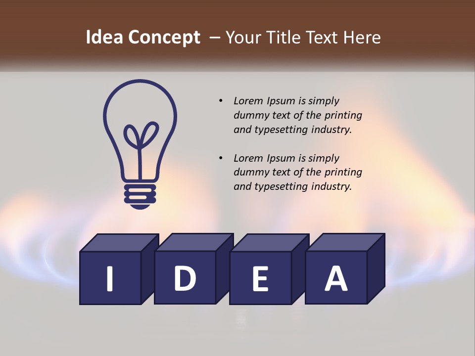 A Blue And Yellow Flame On A Black Surface PowerPoint Template