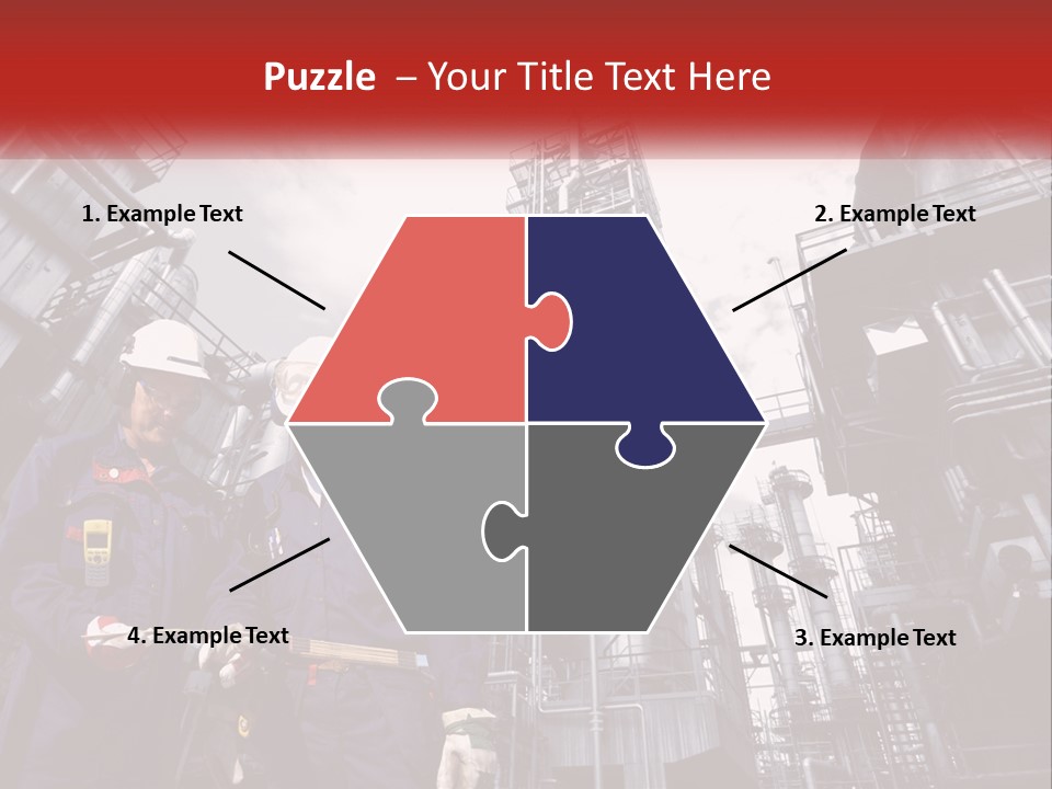 Two Men Standing Next To Each Other In Front Of A Factory PowerPoint Template