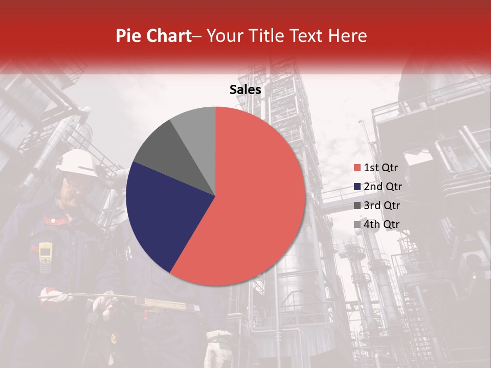 Two Men Standing Next To Each Other In Front Of A Factory PowerPoint Template