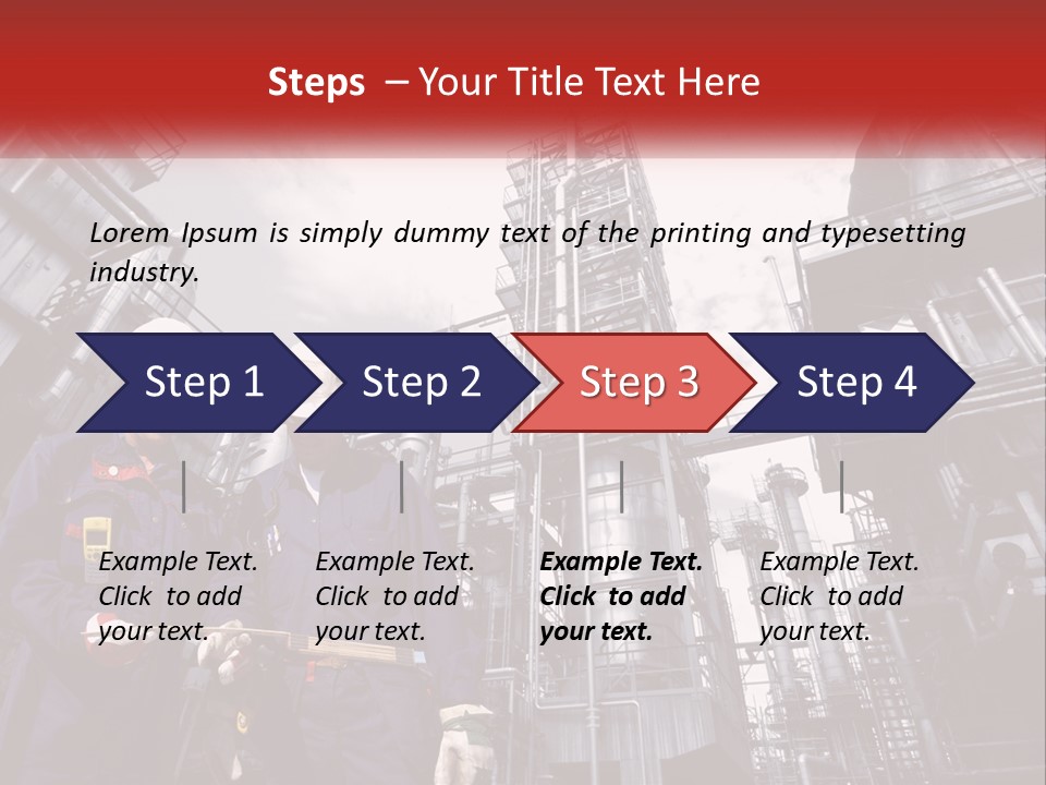 Two Men Standing Next To Each Other In Front Of A Factory PowerPoint Template