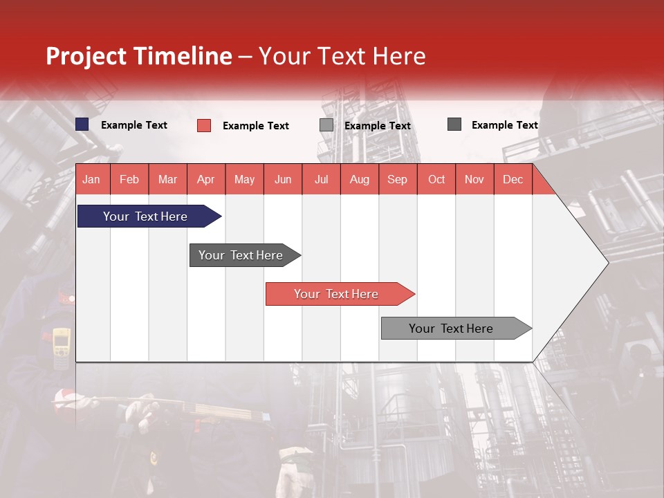 Two Men Standing Next To Each Other In Front Of A Factory PowerPoint Template