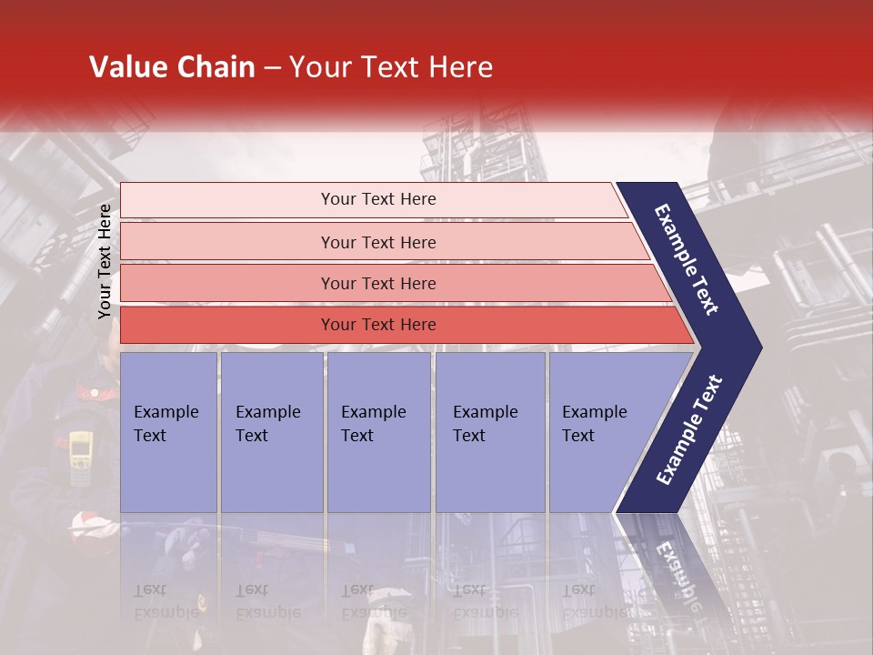 Two Men Standing Next To Each Other In Front Of A Factory PowerPoint Template