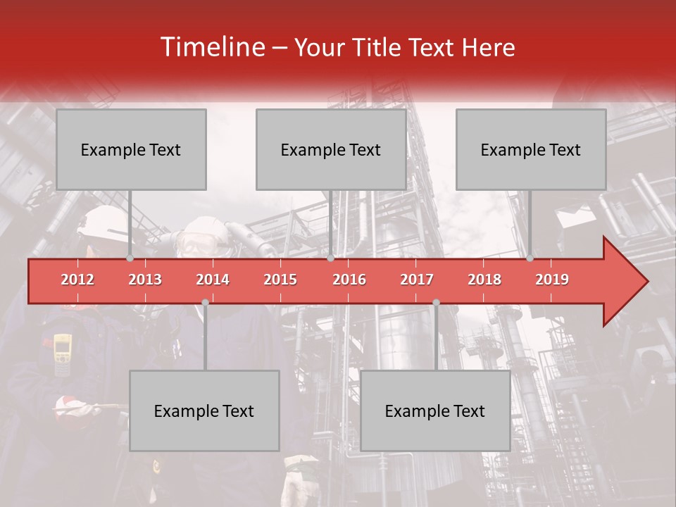 Two Men Standing Next To Each Other In Front Of A Factory PowerPoint Template