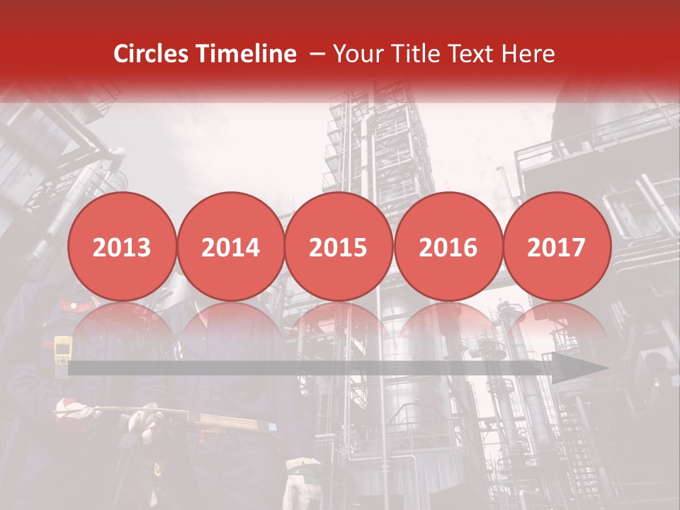 Two Men Standing Next To Each Other In Front Of A Factory PowerPoint Template