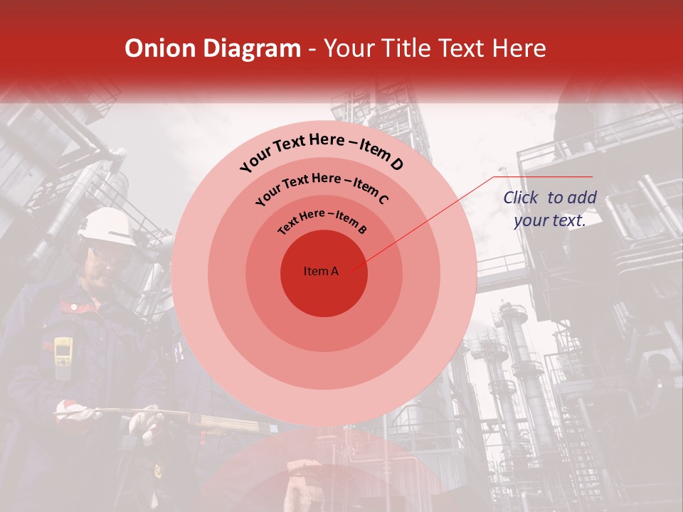 Two Men Standing Next To Each Other In Front Of A Factory PowerPoint Template