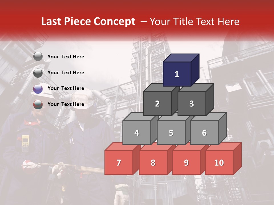 Two Men Standing Next To Each Other In Front Of A Factory PowerPoint Template