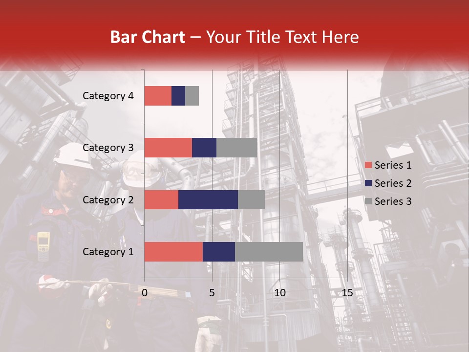 Two Men Standing Next To Each Other In Front Of A Factory PowerPoint Template