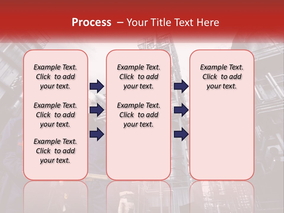 Two Men Standing Next To Each Other In Front Of A Factory PowerPoint Template