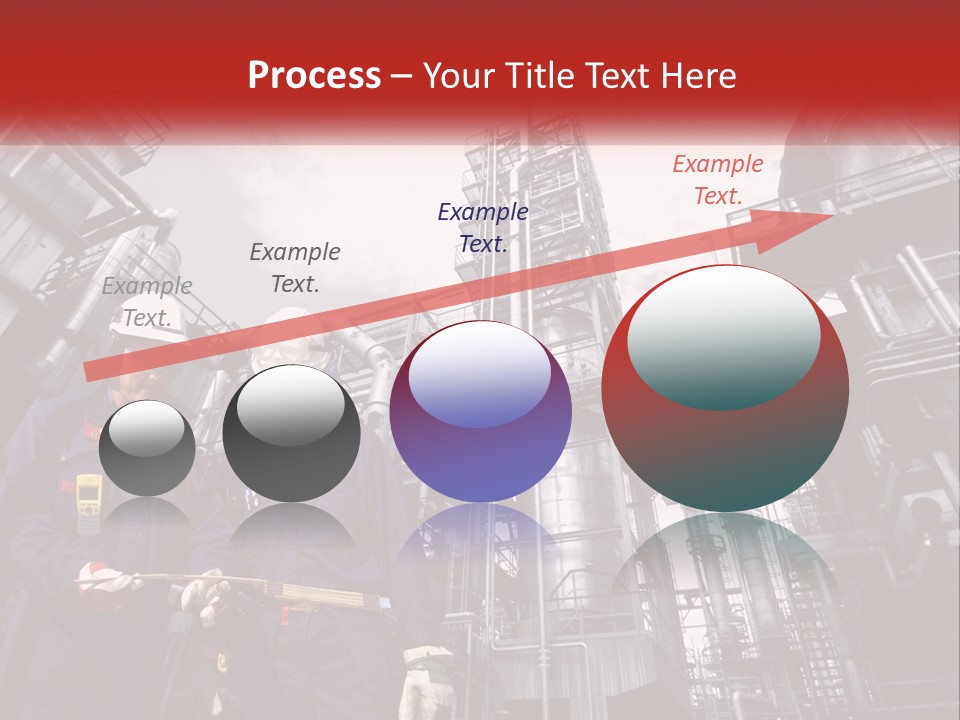 Two Men Standing Next To Each Other In Front Of A Factory PowerPoint Template