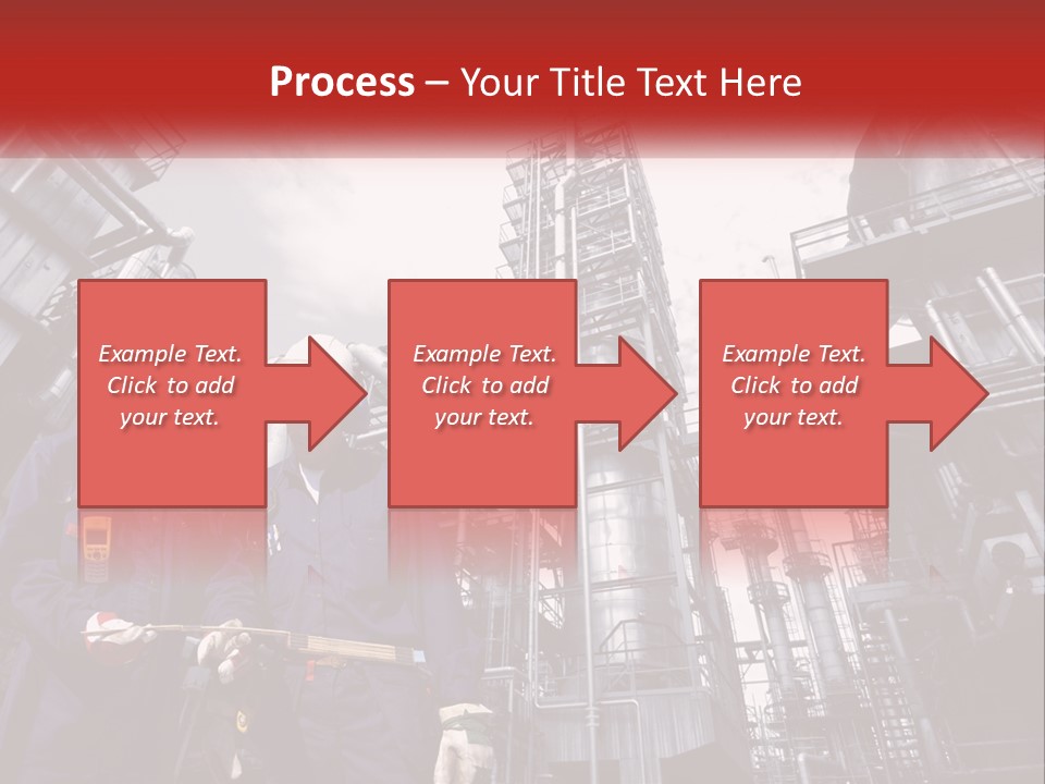 Two Men Standing Next To Each Other In Front Of A Factory PowerPoint Template