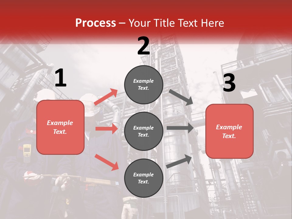 Two Men Standing Next To Each Other In Front Of A Factory PowerPoint Template