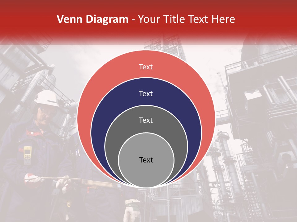 Two Men Standing Next To Each Other In Front Of A Factory PowerPoint Template