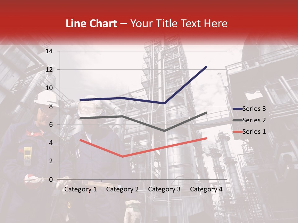 Two Men Standing Next To Each Other In Front Of A Factory PowerPoint Template