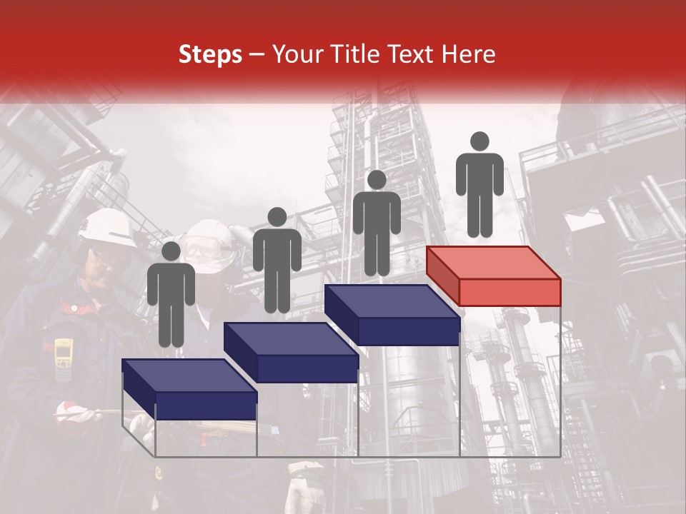 Two Men Standing Next To Each Other In Front Of A Factory PowerPoint Template