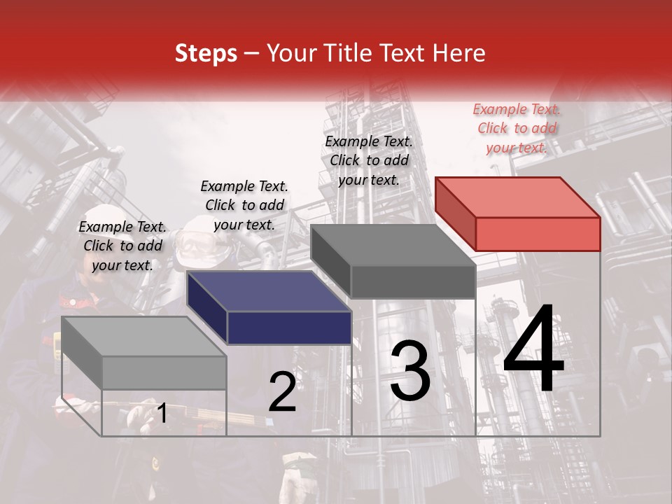 Two Men Standing Next To Each Other In Front Of A Factory PowerPoint Template