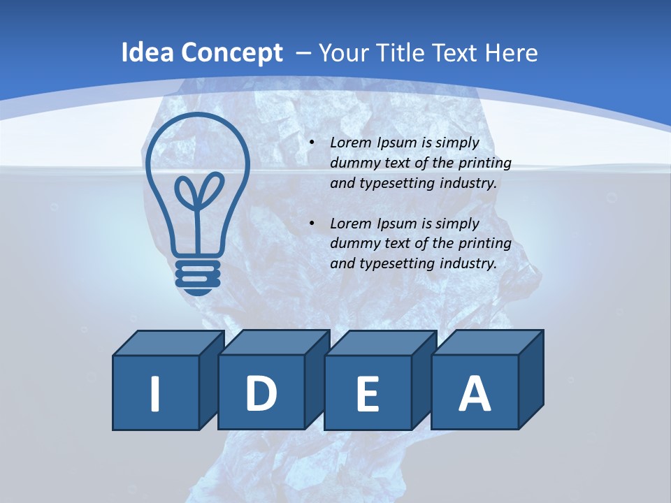 A Blue Iceberg In The Water With A Sky Background PowerPoint Template