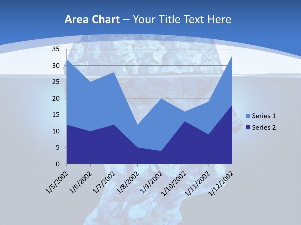 A Blue Iceberg In The Water With A Sky Background PowerPoint Template