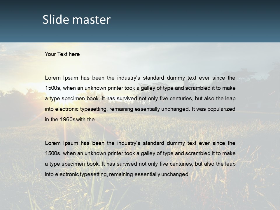 A Field Of Grass With The Sun Setting In The Background PowerPoint Template