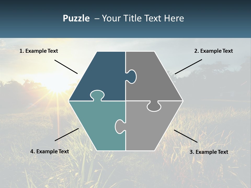 A Field Of Grass With The Sun Setting In The Background PowerPoint Template