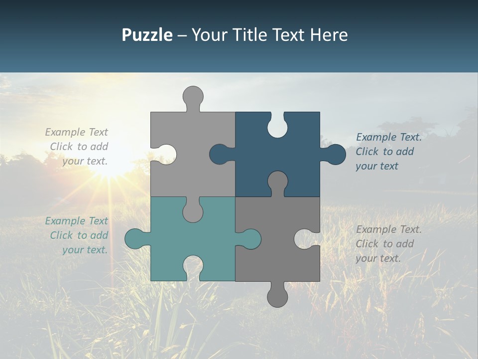 A Field Of Grass With The Sun Setting In The Background PowerPoint Template