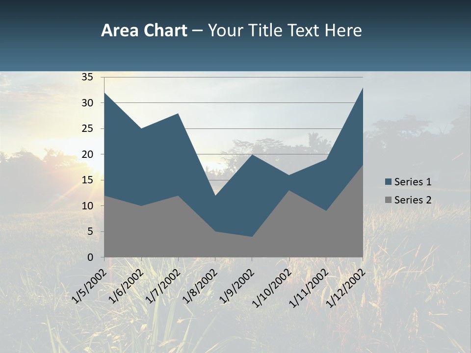 A Field Of Grass With The Sun Setting In The Background PowerPoint Template