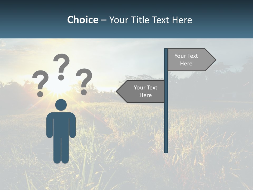 A Field Of Grass With The Sun Setting In The Background PowerPoint Template